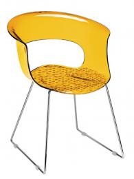 Дизайнерски стол прозрачен жълт